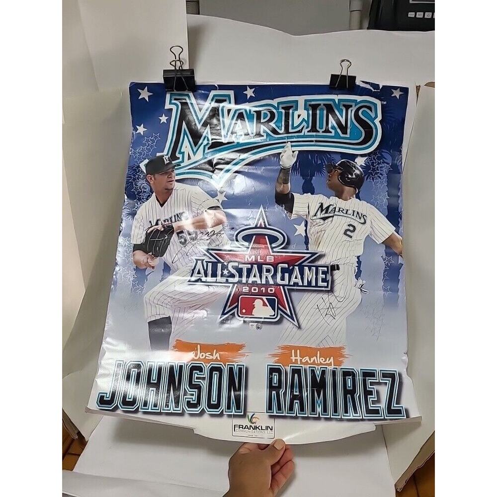 Marlins Hanley Ramirez & Johnson Signed 2010 All Star Game Poster MLB Authentic